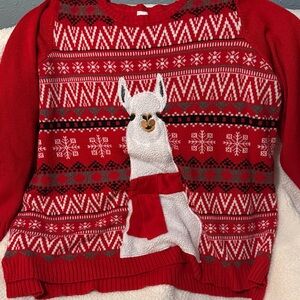 Holiday Time Festive Red Llama Sweater